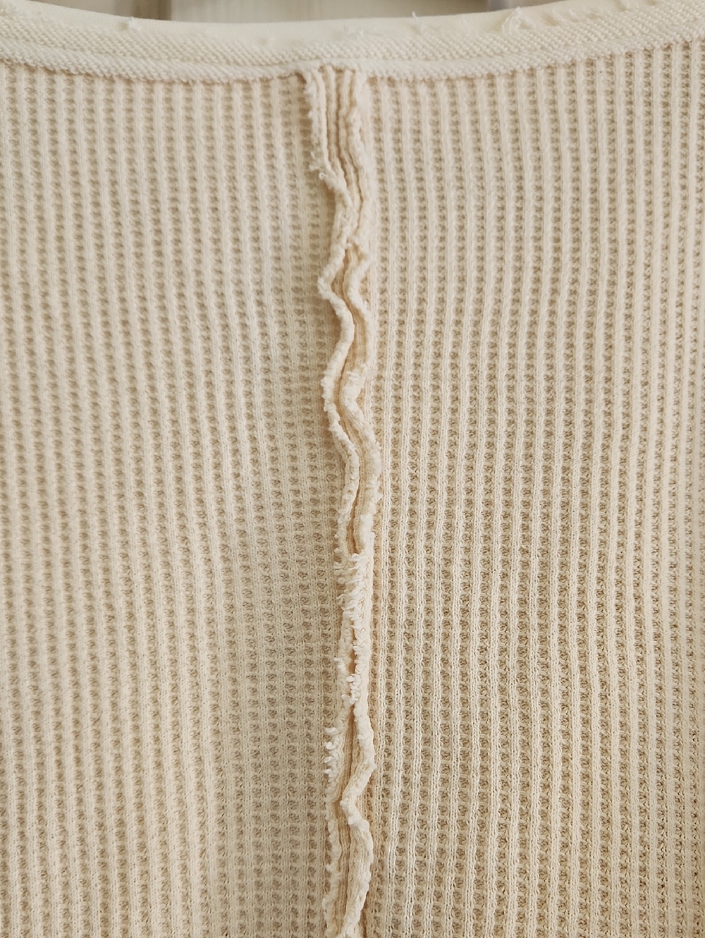 POL  Boutique Boho Oversized Cream Patchwork Waffle-Knit Studded Sweatshirt - Picture 4 of 11